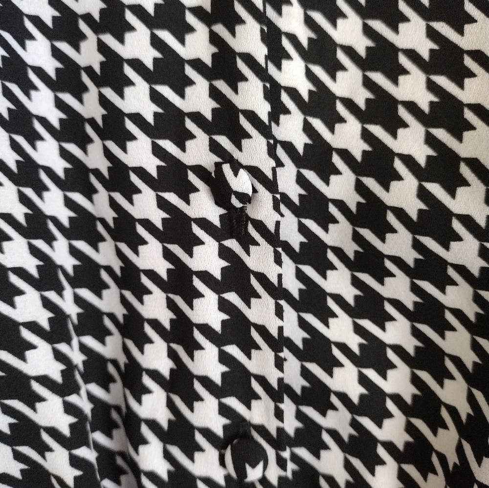 Nanette Lepore NWT black white houndstooth print tiered dress size 12 - Picture 9 of 13